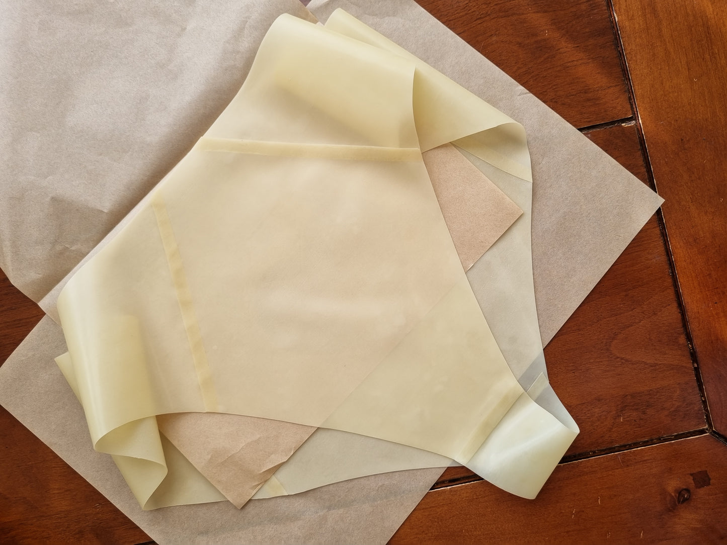 Natural Semi-transparent, Flat Front High Leg High Waist .45mm Latex Briefs.