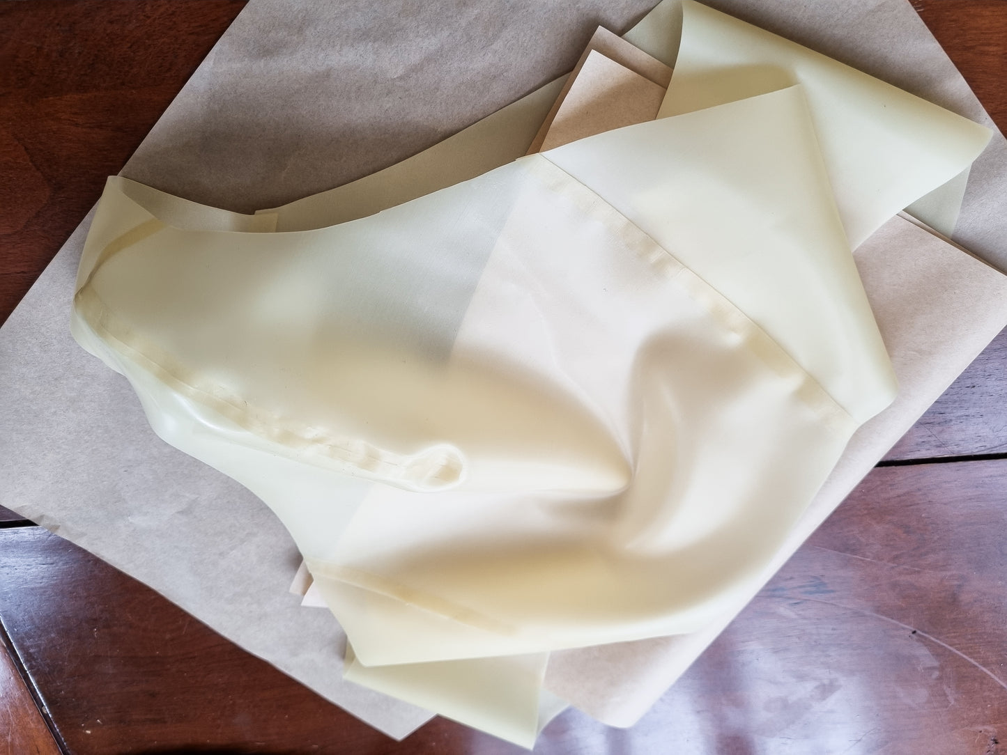 Natural Semi-transparent Bulge Front High Leg High Waist .45mm Latex Briefs. Brand new. Size 30" waist