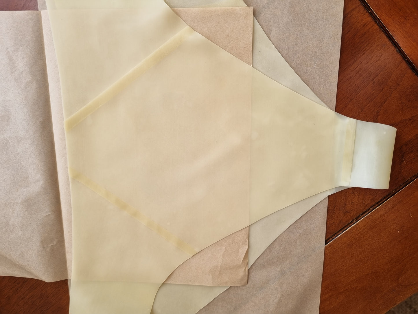 Natural Semi-transparent, Flat Front High Leg High Waist .45mm Latex Briefs.