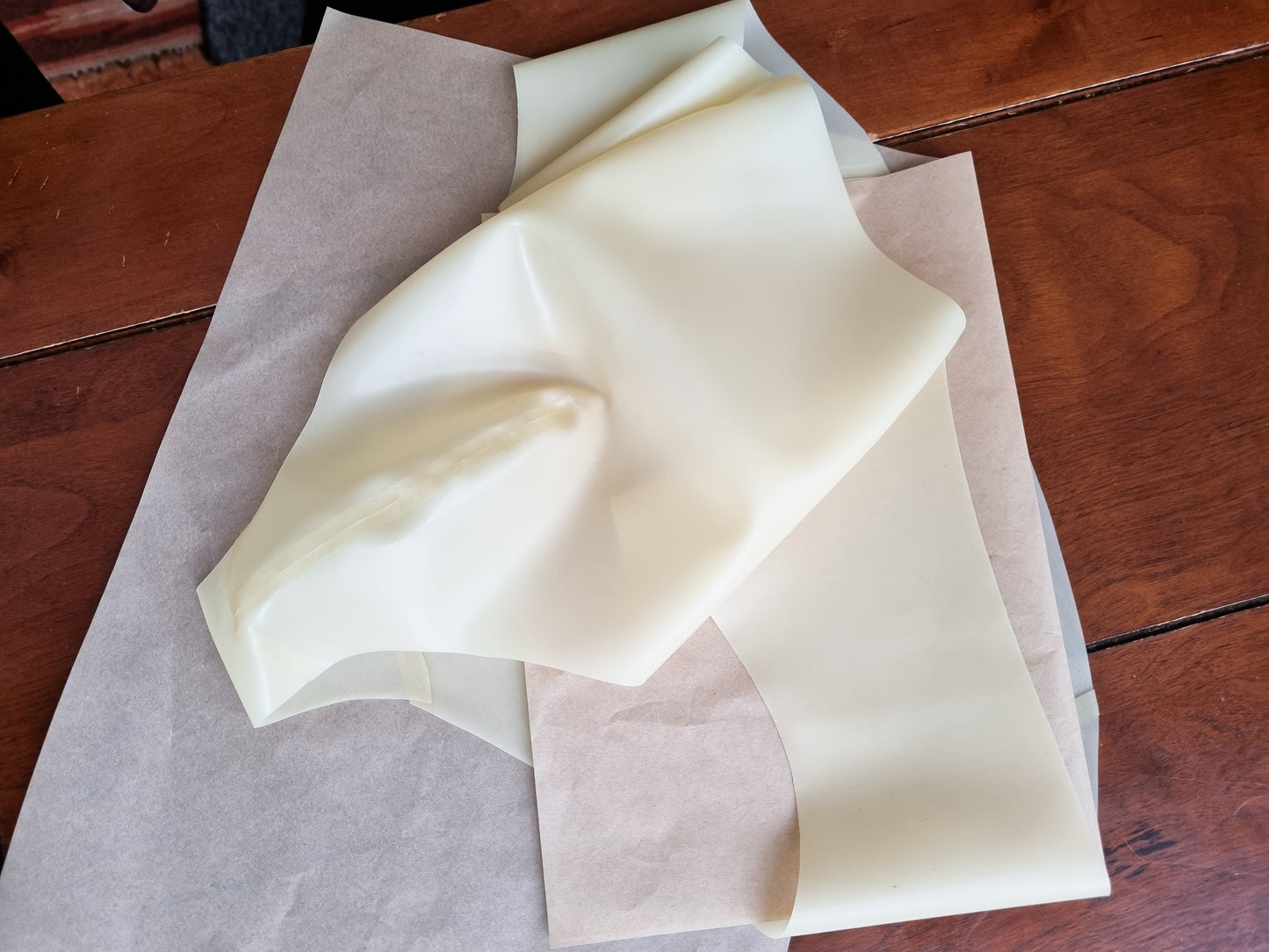 Natural Semi-transparent Bulge Front High Leg High Waist .45mm Latex Briefs. Brand new. Size 30" waist