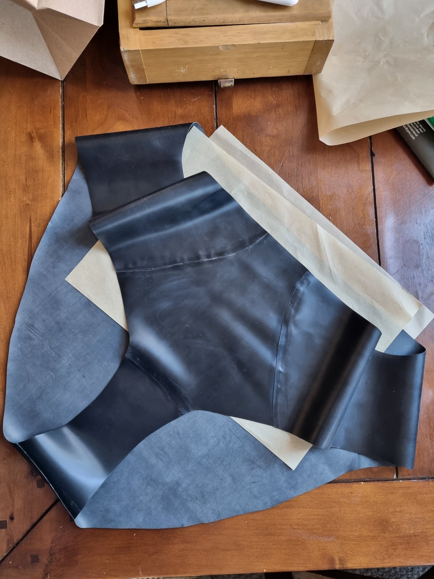 Jet Black Latex High Leg High Waist Briefs