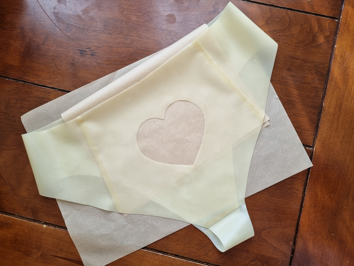 Natural Semi-transparent, Flat Front High Leg High Waist .45mm Latex Briefs.