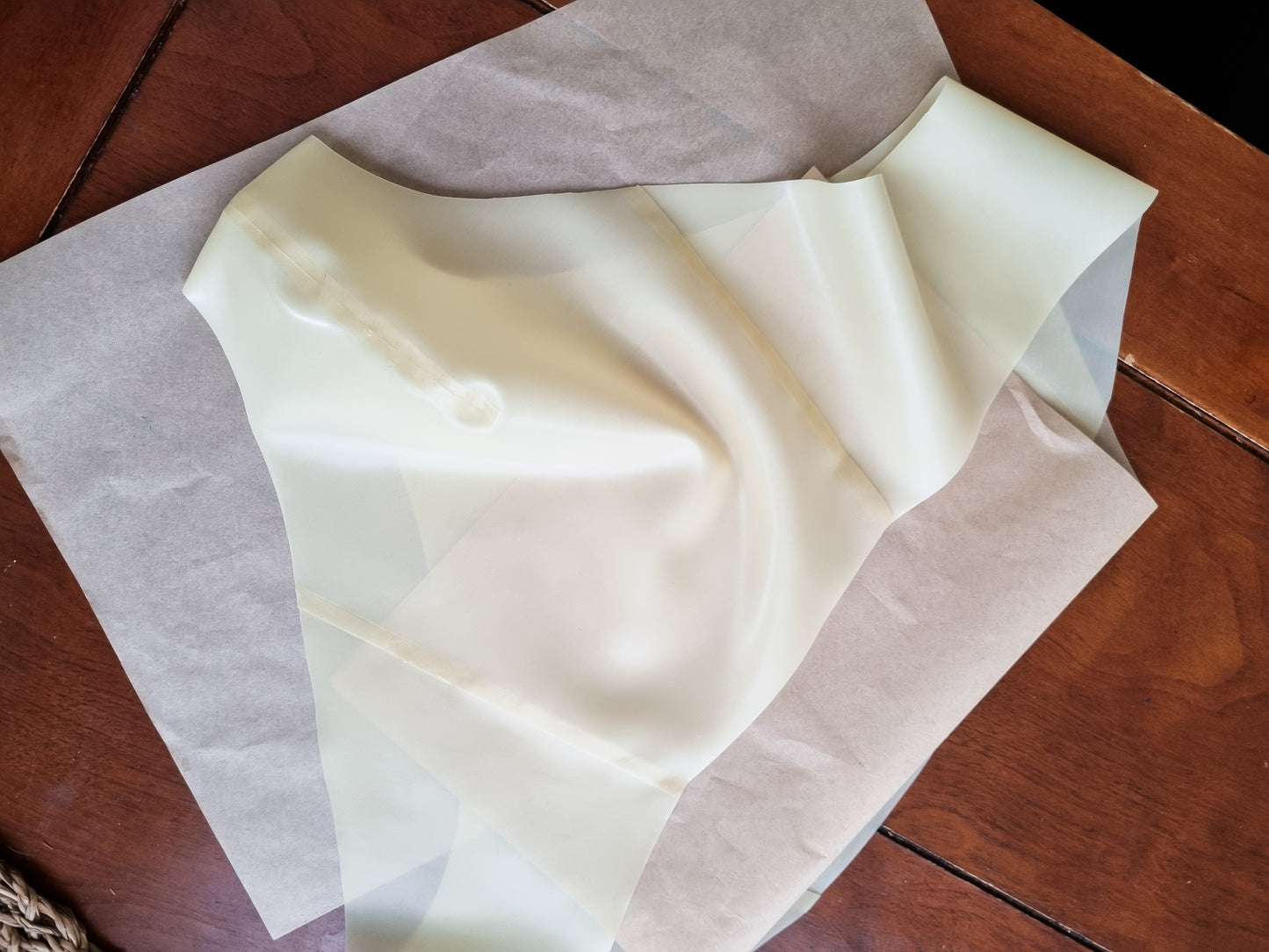 Natural Semi-transparent Bulge Front High Leg High Waist .45mm Latex Briefs. Brand new. Size 30" waist